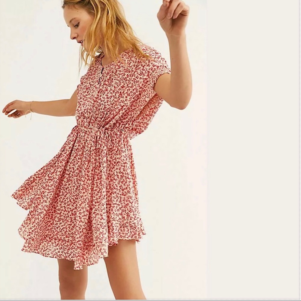 Free People one fine day mini dress pink NWT
